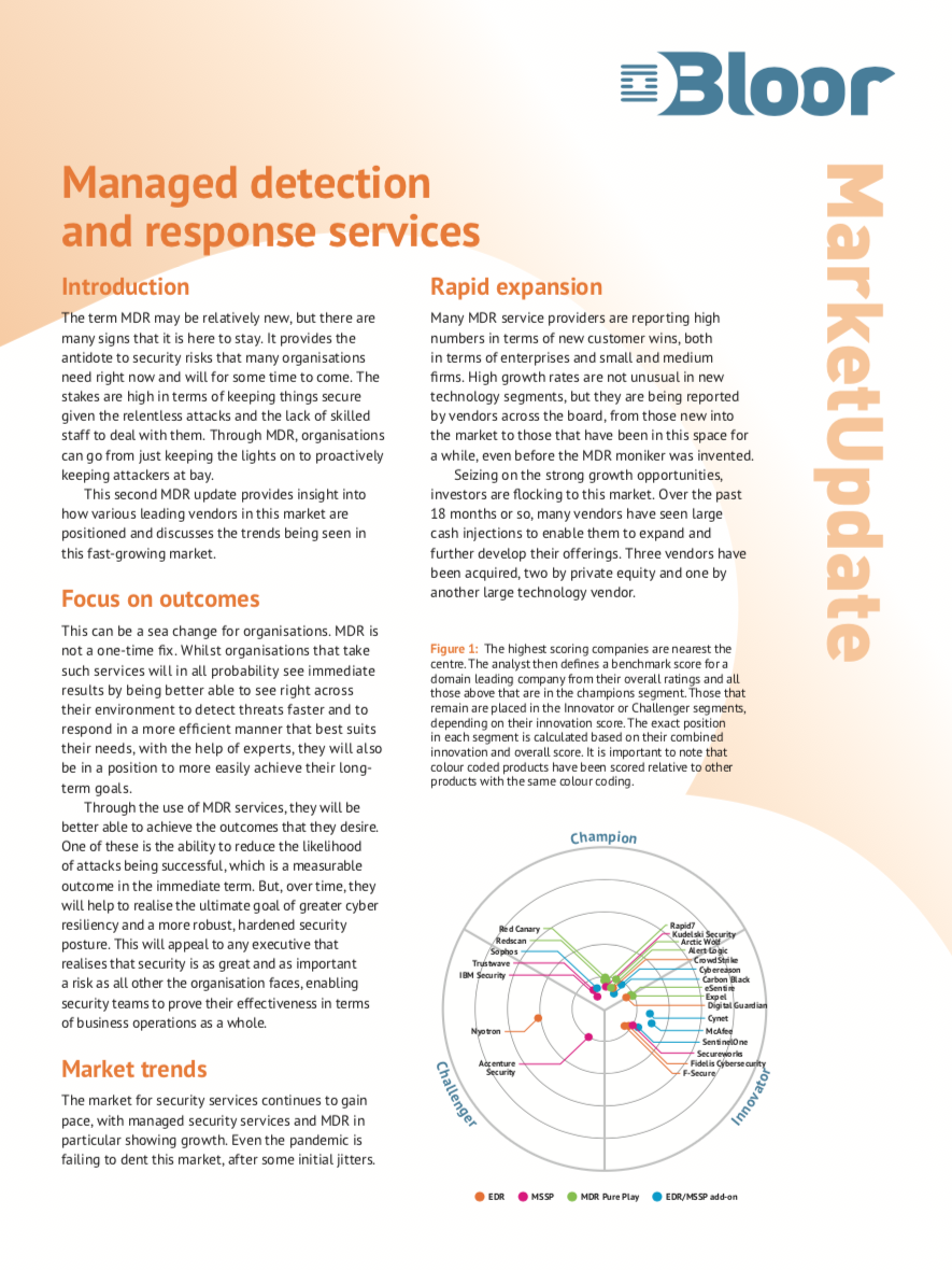 2021 Bloor Managed Detection & Response Market Update